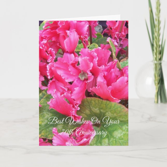 Cyclamen Personalisiert 70. Hochzeitstag Karte (Vorderseite)