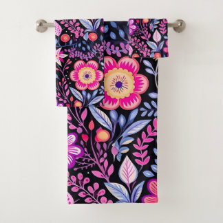 Cyclamen Spring Flowers Muster Badhandtuch Set