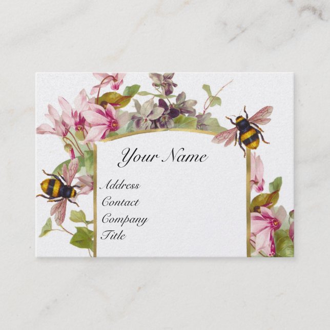 Cyclamens, Honigbienen, Imker, Bienenzuchtmonogram Visitenkarte (Vorderseite)