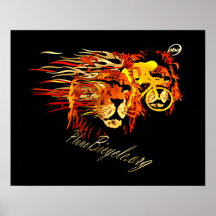 Cycle like a lion on Fire Plano Texas Cycling Poster
