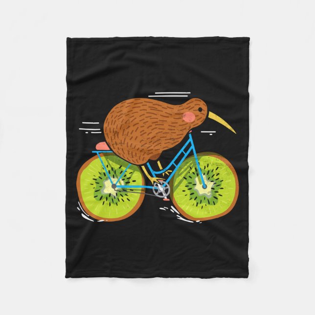 Cycle New Zealand Funny Kiwi On A Bicycle Design I Fleecedecke (Vorderseite)