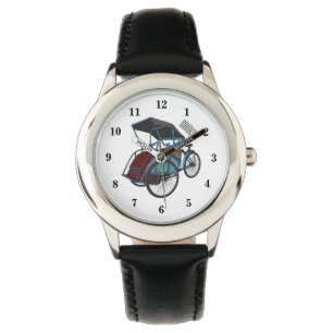 Cycle Rickshaw Cartoon Illustration Armbanduhr