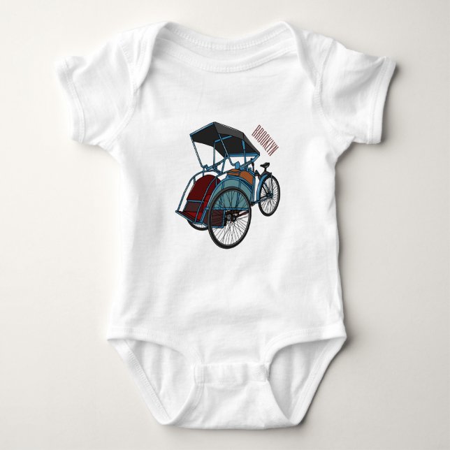 Cycle Rickshaw Cartoon Illustration Baby Strampler (Vorderseite)
