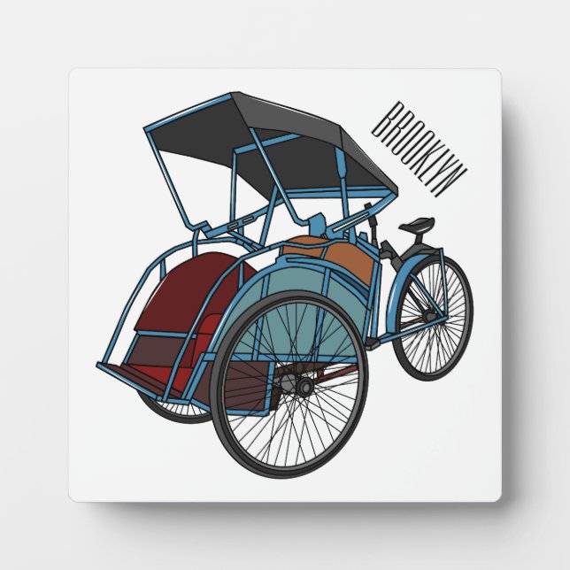 Cycle Rickshaw Cartoon Illustration Fotoplatte (Vorderseite)