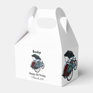 Cycle Rickshaw Cartoon Illustration Geschenkschachtel