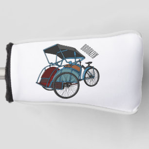 Cycle Rickshaw Cartoon Illustration Golf Headcover