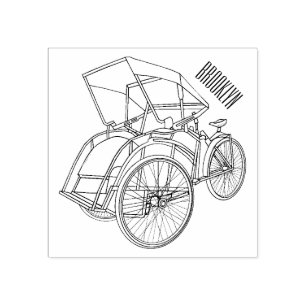 Cycle Rickshaw Cartoon Illustration Gummistempel