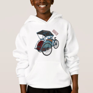 Cycle Rickshaw Cartoon Illustration Hoodie