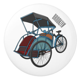 Cycle Rickshaw Cartoon Illustration Keramikknauf