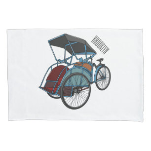Cycle Rickshaw Cartoon Illustration Kissenbezug