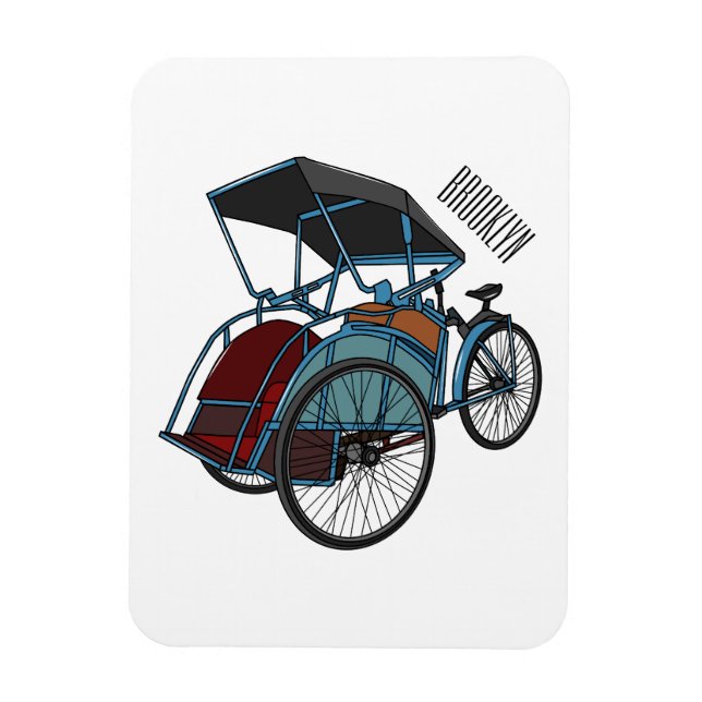 Cycle Rickshaw Cartoon Illustration Magnet (Vertikal)