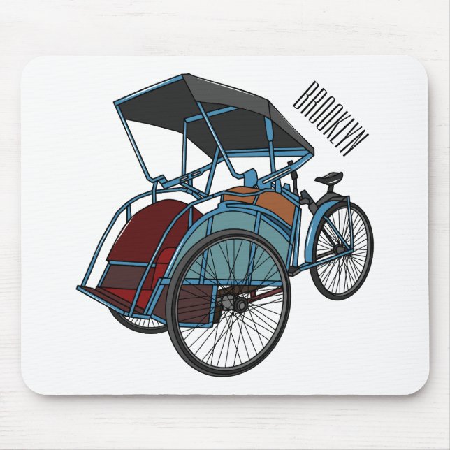 Cycle Rickshaw Cartoon Illustration Mousepad (Vorne)