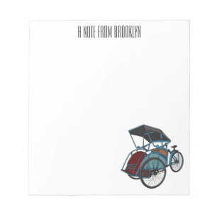 Cycle Rickshaw Cartoon Illustration Notizblock