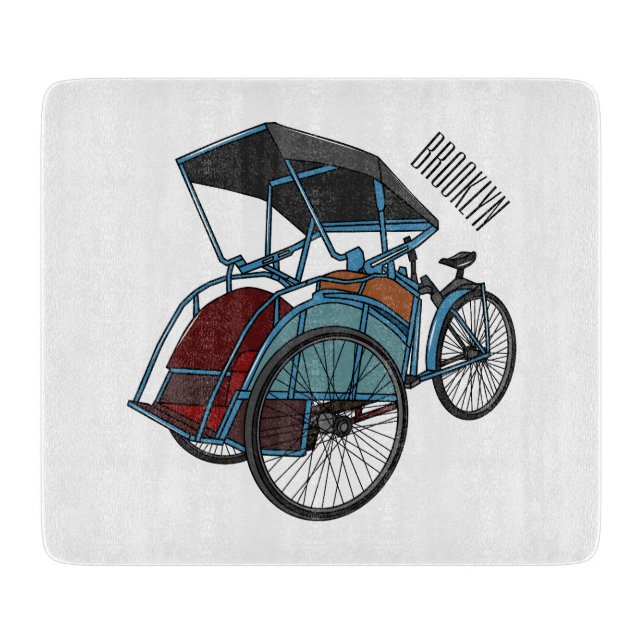 Cycle Rickshaw Cartoon Illustration Schneidebrett (Vorderseite)