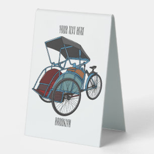 Cycle Rickshaw Cartoon Illustration Tischaufsteller