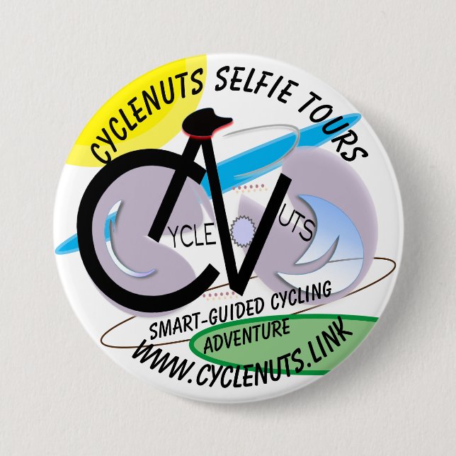 CycleNuts Selfie Tours - Intelligentes Abenteuer Button (Vorderseite)