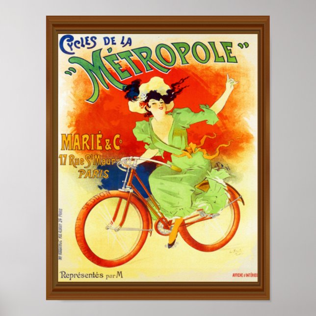 Cycles de la Metropole Vintages französisches Fahr Poster (Vorne)