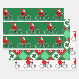 Cycling Bicycle Holiday Gift Wrapping Paper Geschenkpapier Set