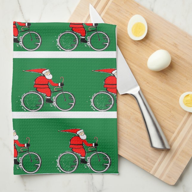 Cycling Christmas Kitchen Towel Geschirrtuch (Viertel Falte)