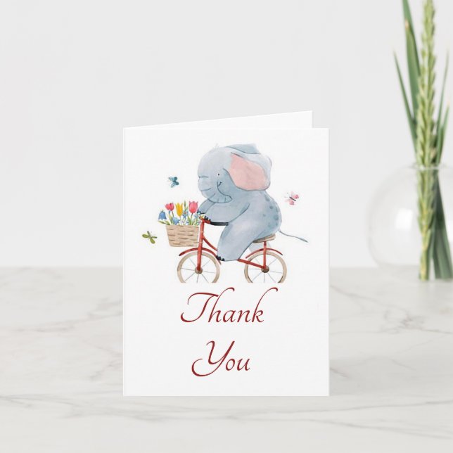 Cycling Elephant Dankeschön-Karte Dankeskarte (Vorderseite)