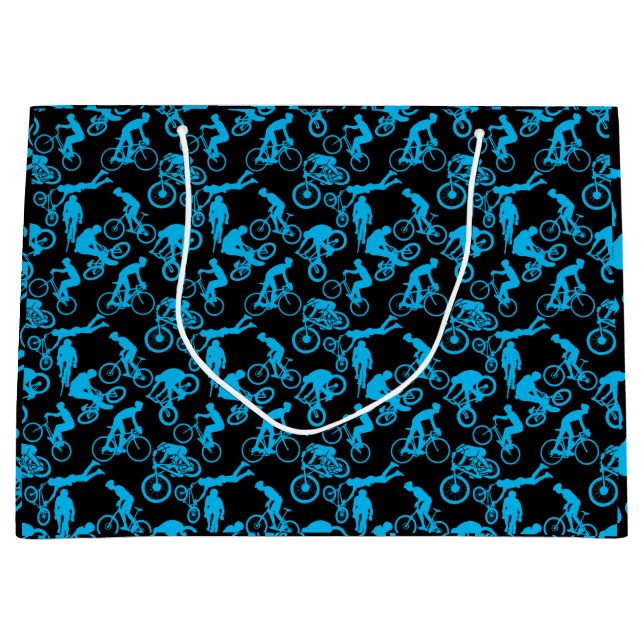 Cycling Freestyles Pattern.b x4 Black BG Große Geschenktüte (Vorderseite)