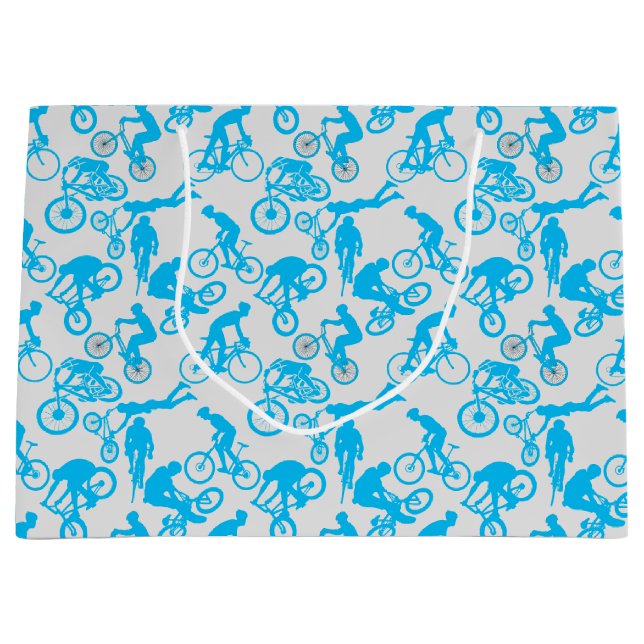 Cycling Freestyles Pattern.b x4 Offwhite BG Große Geschenktüte (Vorderseite)