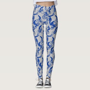 Cycling Freestyles Pattern.w x4 LGrey BG Leggings