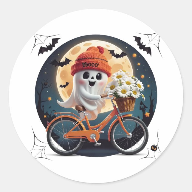 Cycling Ghost Runder Aufkleber (Vorderseite)