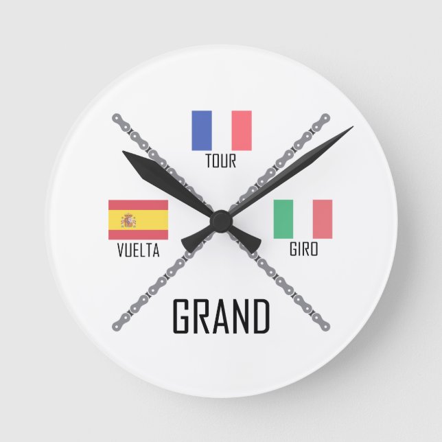 Cycling Grand Tours Runde Wanduhr (Vorderseite)