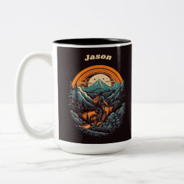 Cycling Life, Retro anpassbar Zweifarbige Tasse