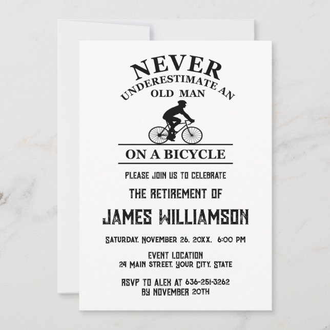 Cycling retired retirement party einladung (Vorderseite)