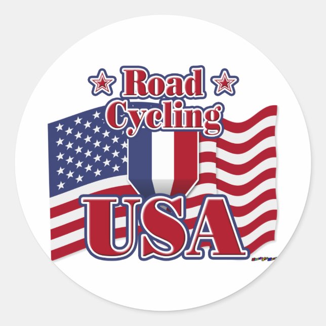 Cycling Road USA Runder Aufkleber (Vorderseite)
