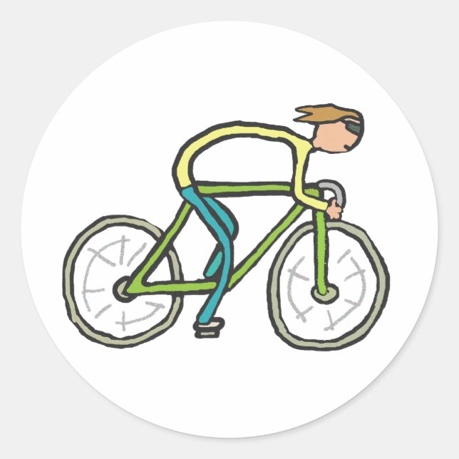 Cycling Stickman Runder Aufkleber (Vorderseite)