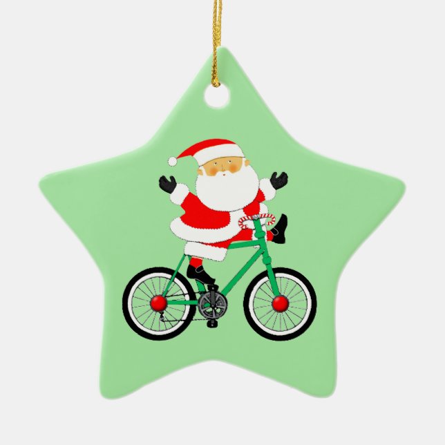 Cyclist Christmas Biking Keramik Ornament (Vorne)