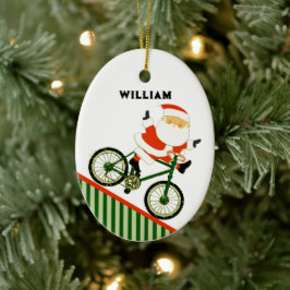 Cyclist Christmas Collectible Ceramic Ornament