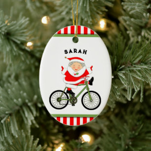 Cyclist Christmas Collectible Keramik Ornament