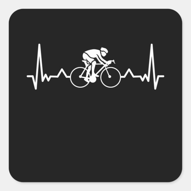 Cyclist Heartbeat Funny Cycling-Geschenk Quadratischer Aufkleber (Vorderseite)