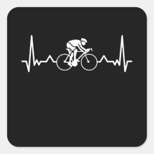 Cyclist Heartbeat Funny Cycling-Geschenk Quadratischer Aufkleber