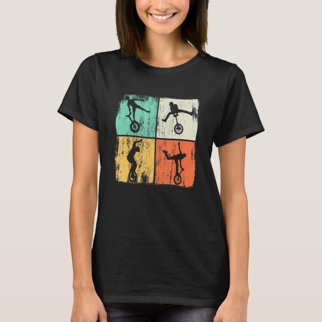 Cyclist Monocycle Unicycling Unicycle Retro For Ki T-Shirt (Vorderseite)