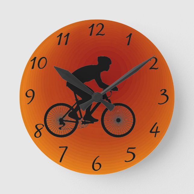 Cyclist Round Wall Clock Runde Wanduhr (Vorderseite)