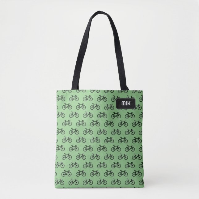 Cyclist Theme Muster von Rädern, Ihre Initialen au Tasche (Vorderseite)