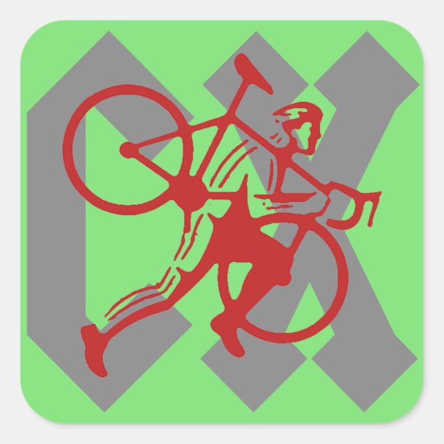 Cyclocross Quadratischer Aufkleber (Vorderseite)