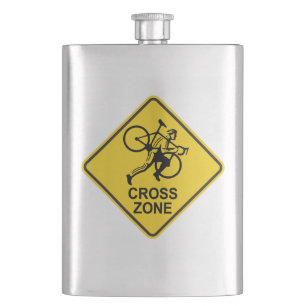 Cyclocross Zone Road Sign Flachmann