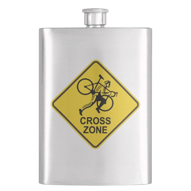 Cyclocross Zone Road Sign Flachmann (Vorderseite)