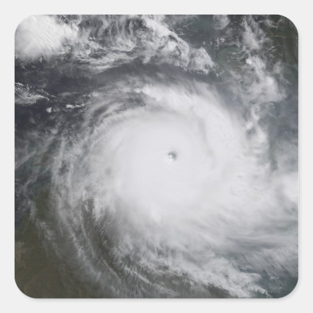 Cyclone Monica im Südpazifik Quadratischer Aufkleber (Vorderseite)