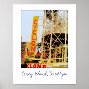 Cyclone Rollercoaster Sign Poster