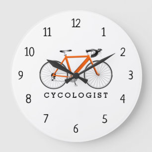 Cycologist Orange Bicycle Large Clock Große Wanduhr