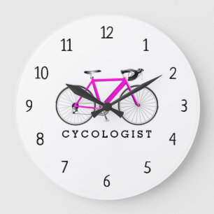 Cycologist Pink Bicycle Large Clock Große Wanduhr