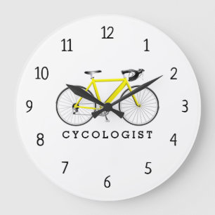 Cycologist Yellow Bicycle Large Clock Große Wanduhr