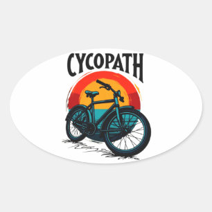 Cycopath: Elektrofahrrad mit Sonnenuntergang Grafi Ovaler Aufkleber